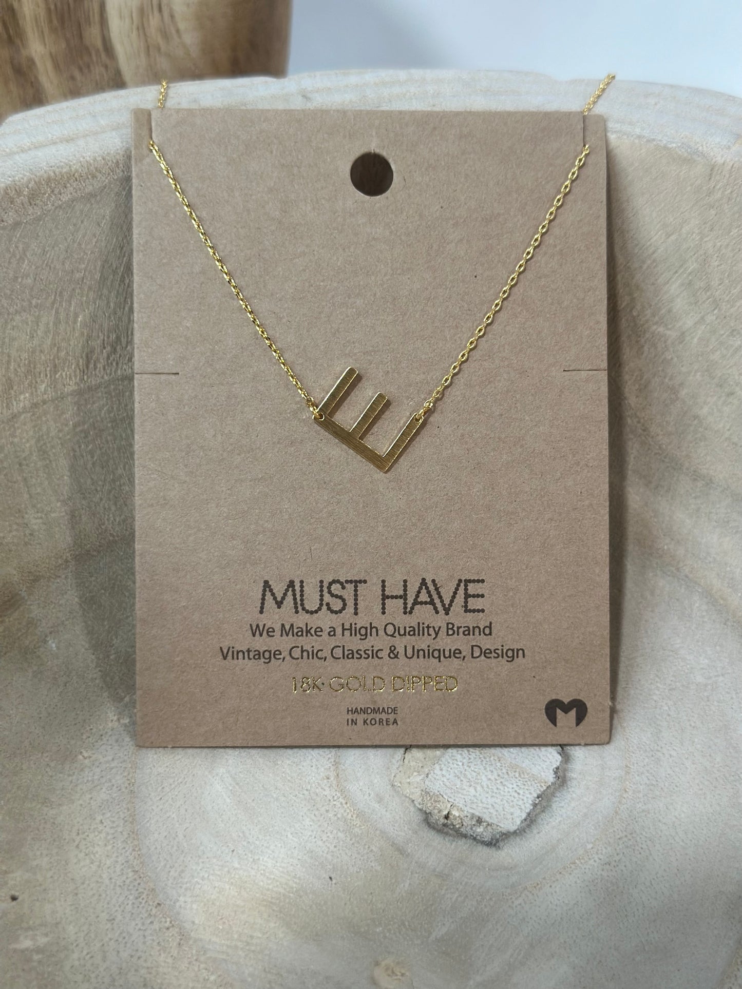 Letter "E" Side Necklace