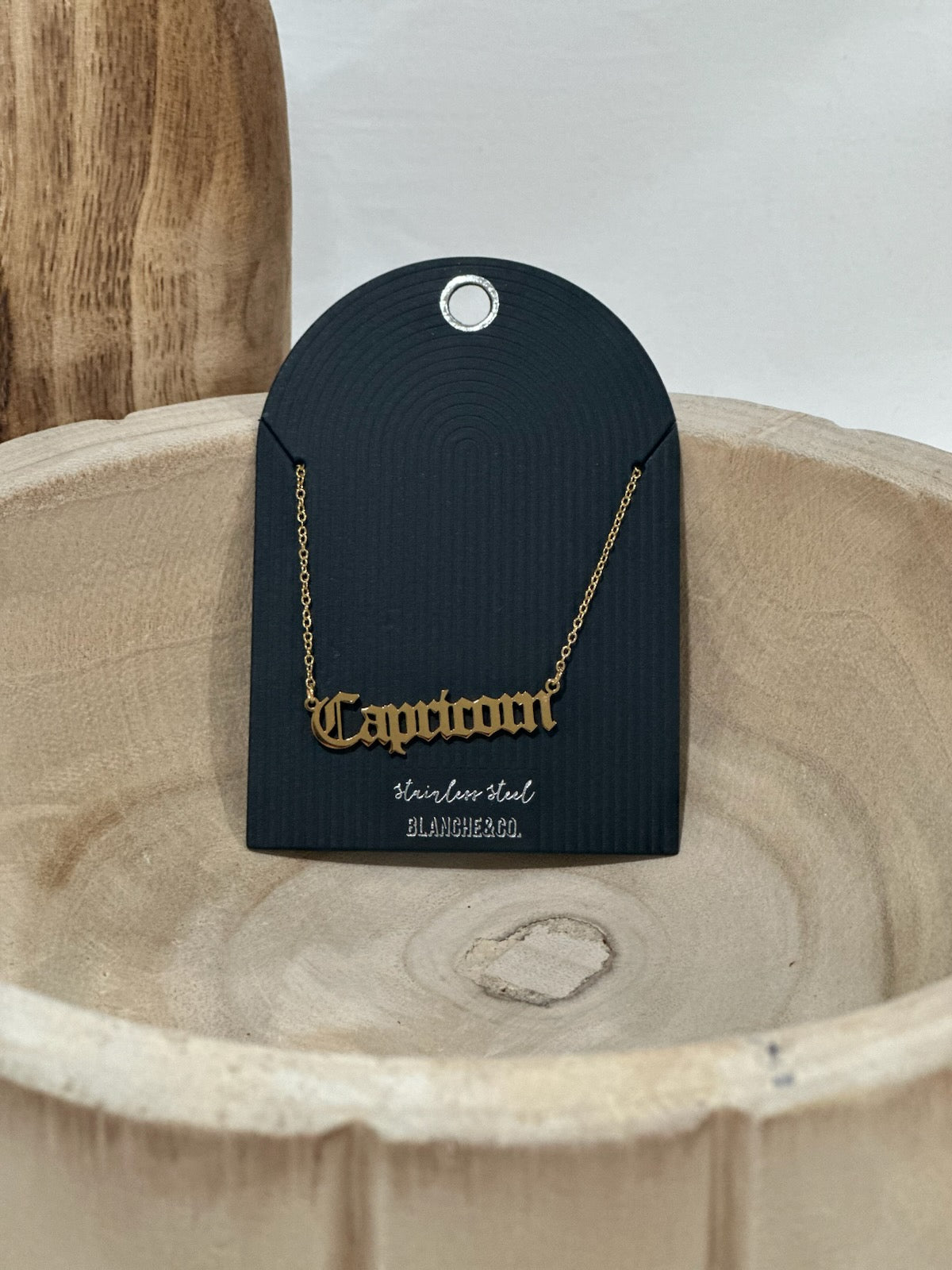 Stainless Steel Old English Capricorn Pendant Necklace