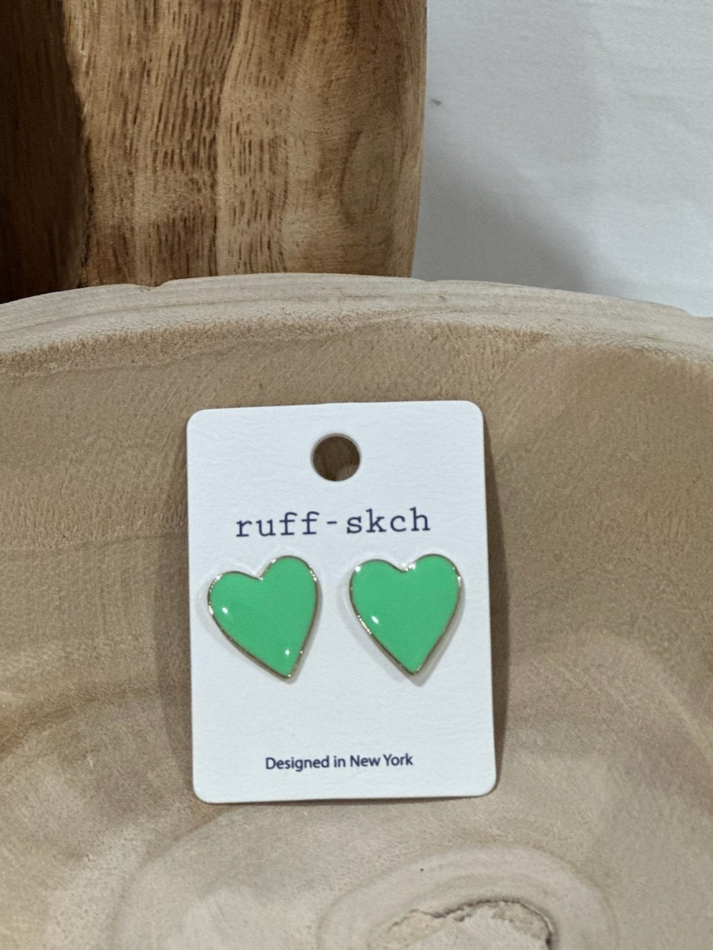 Enamel Heart Stub Earring