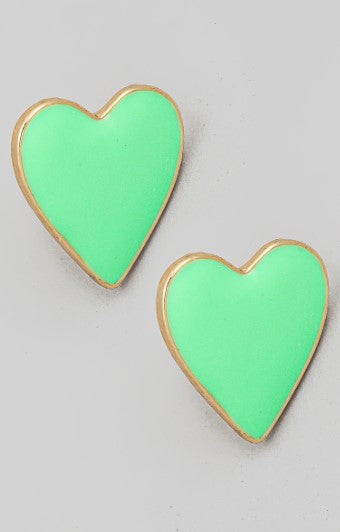 Enamel Heart Stub Earring