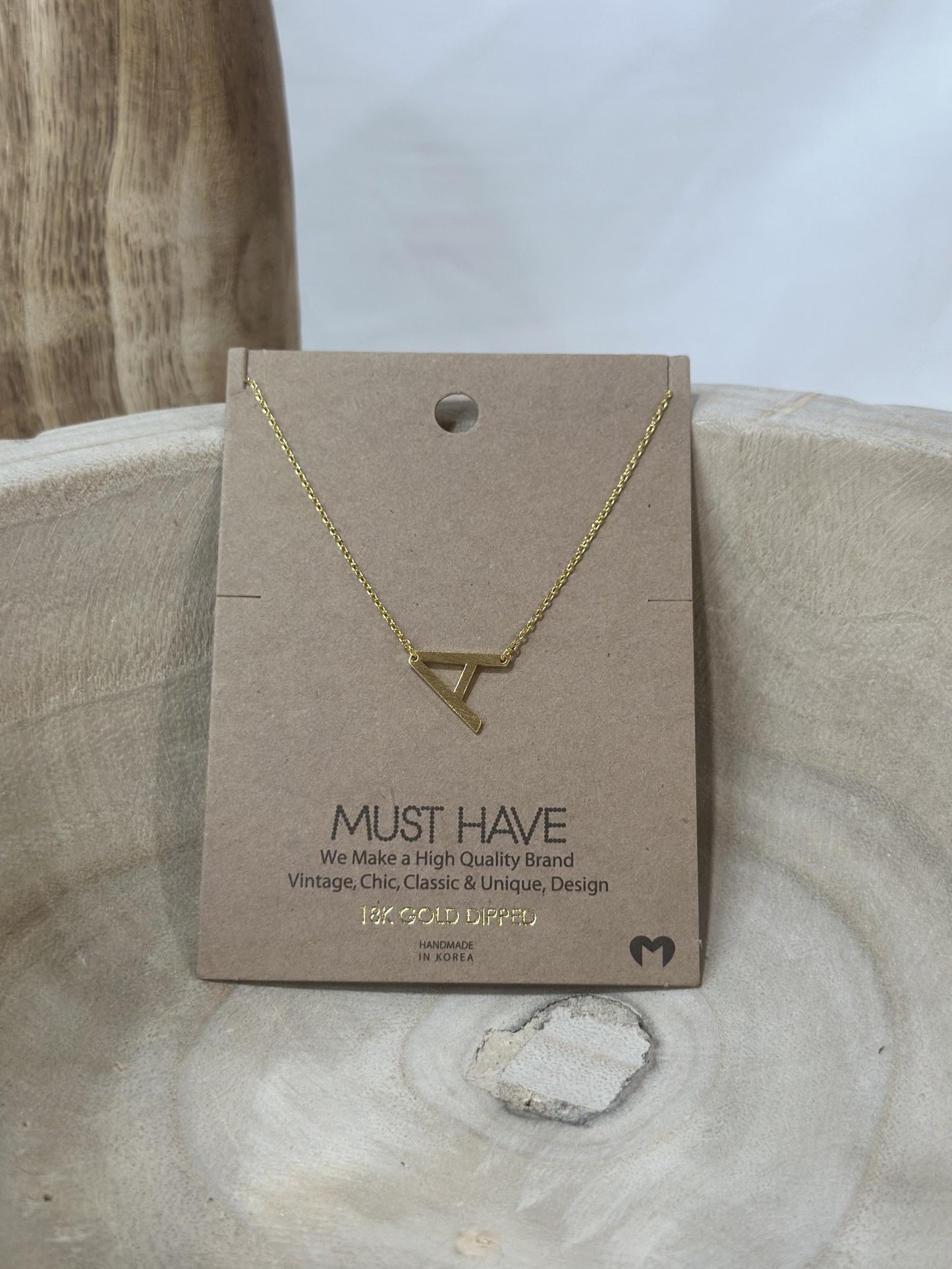 Letter "A" Side Necklace