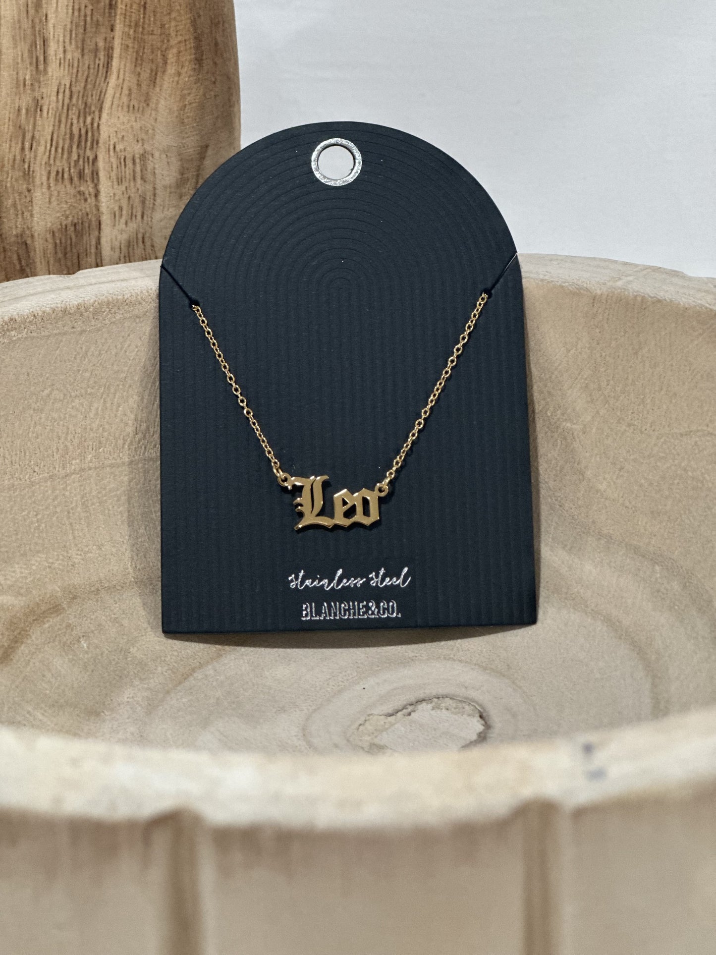 Stainless Steel Old English Leo Pendant Necklace