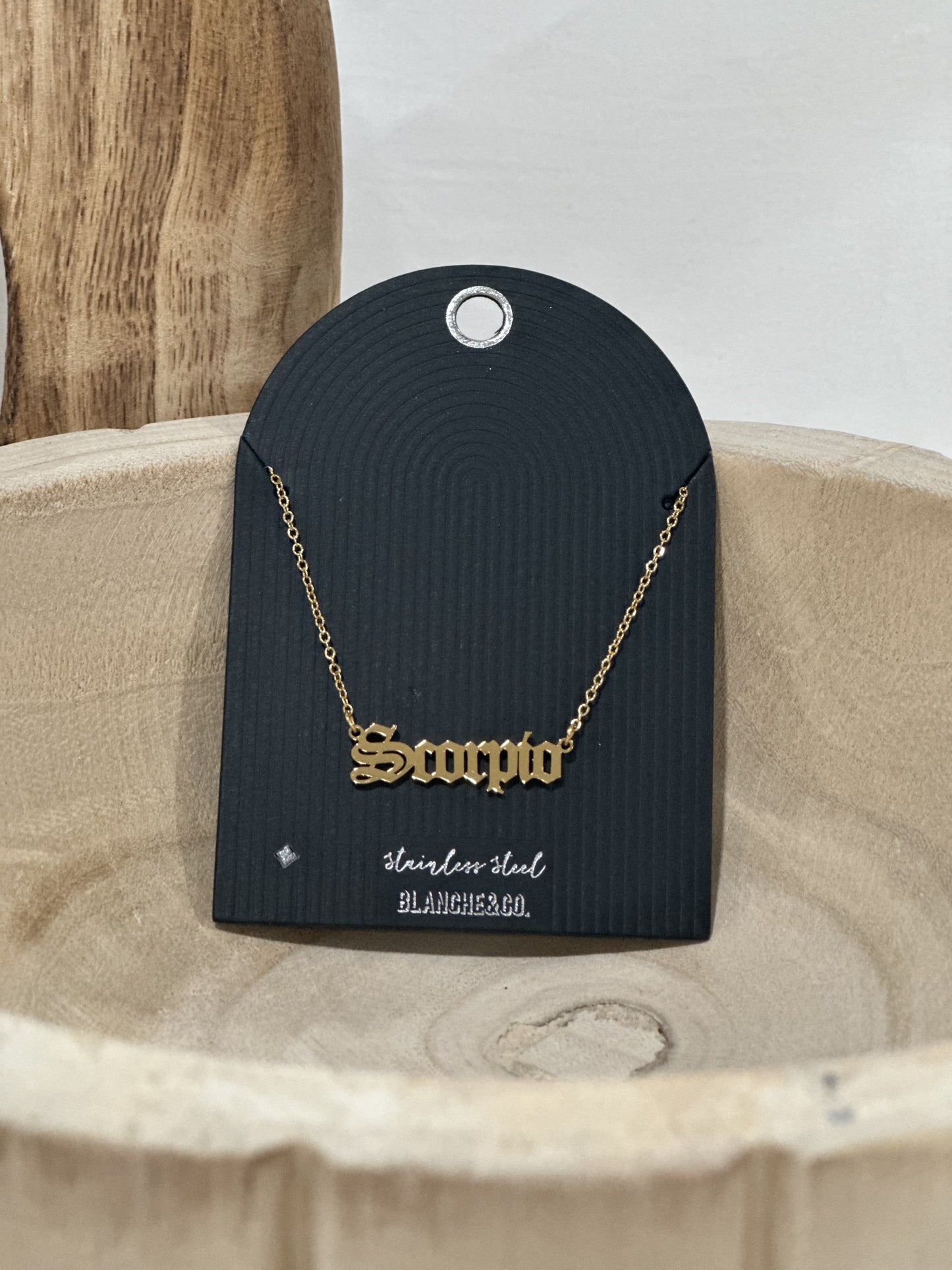 Stainless Steel Old English Scorpio Pendant Necklace