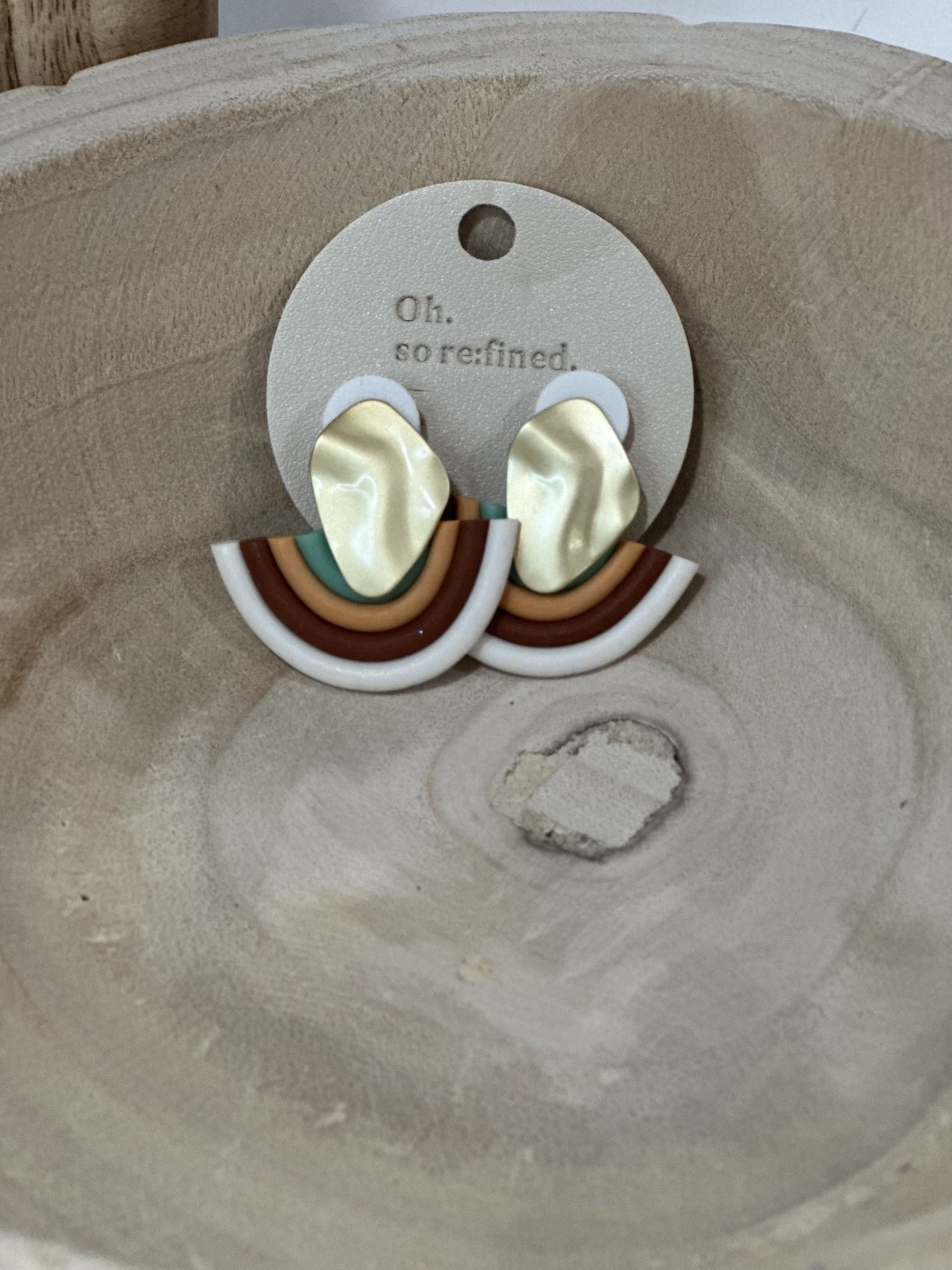 Polymer Clay Rainbow Semi Circle Earring