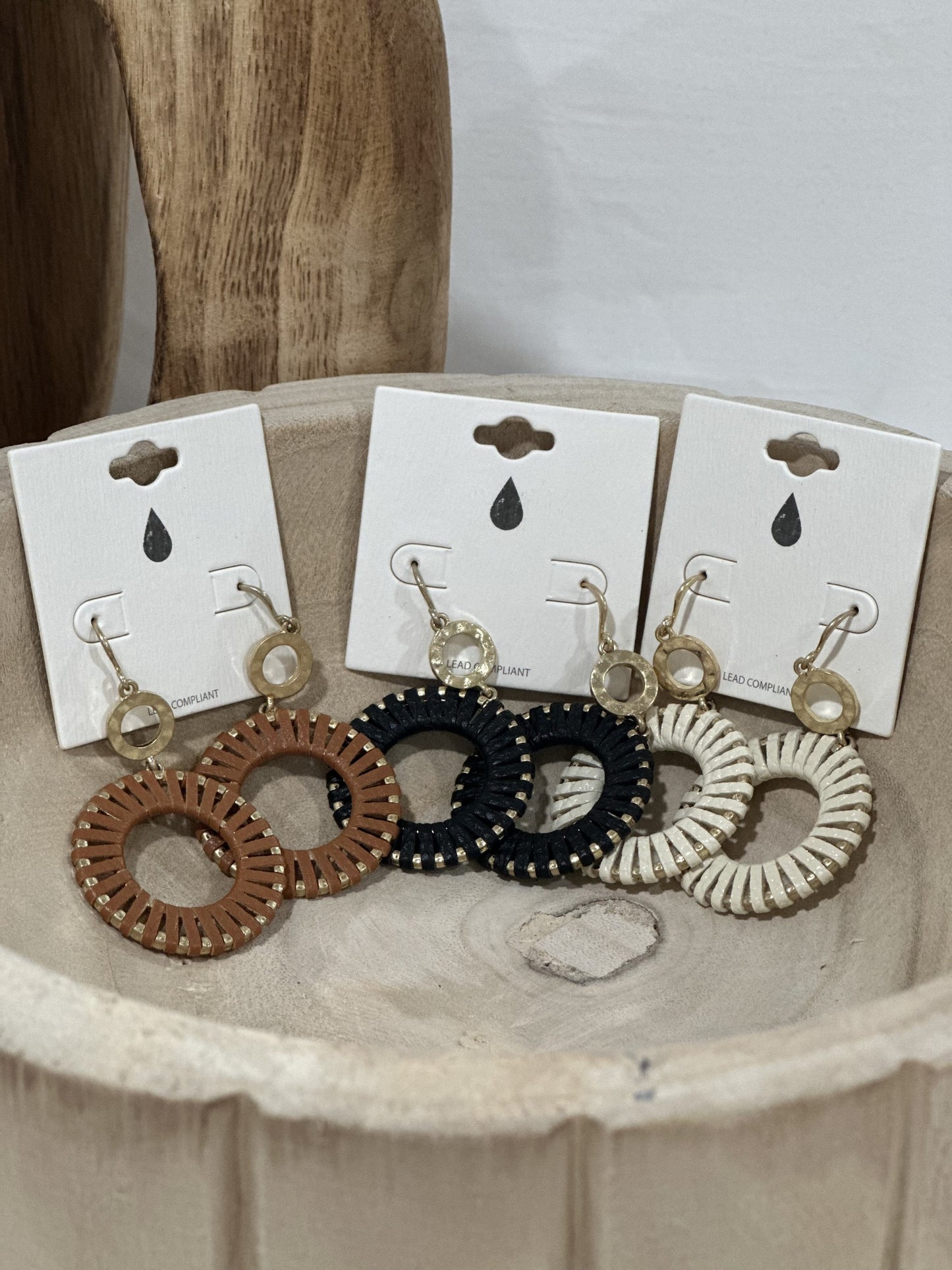 Faux Leather Wrap Double Hoop Earrings