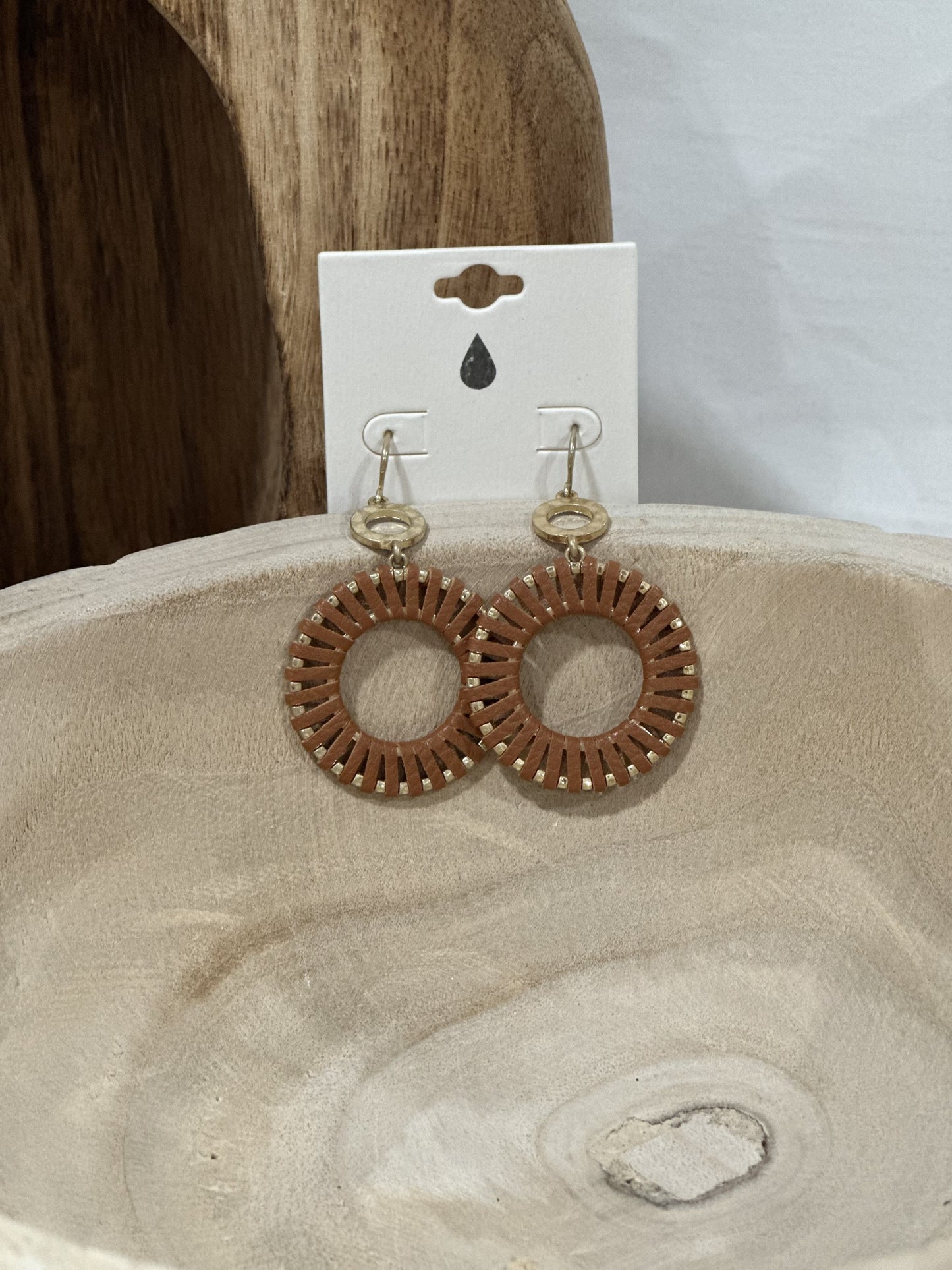 Faux Leather Wrap Double Hoop Earrings