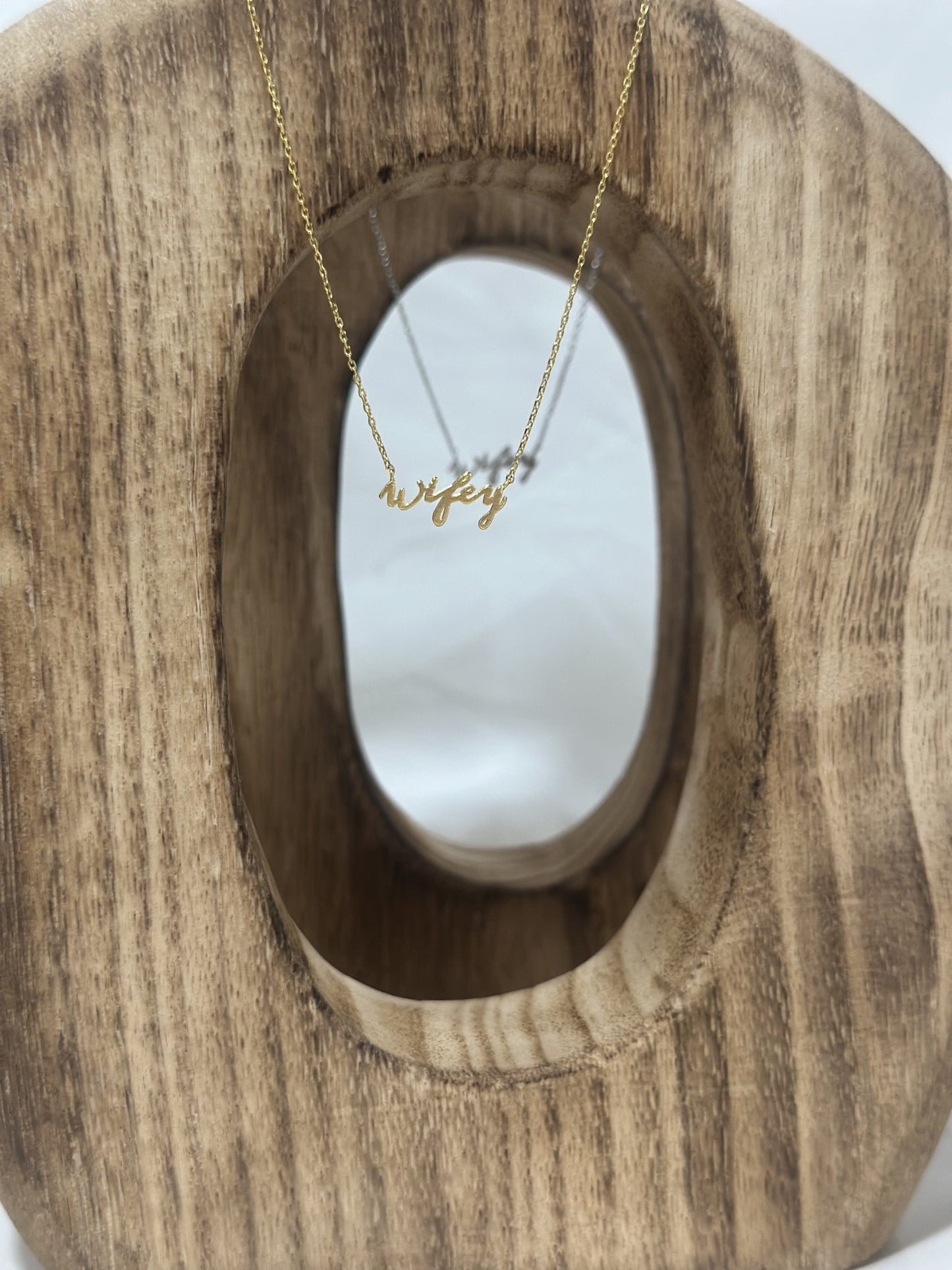 Wifey Handwritten Pendant Necklace