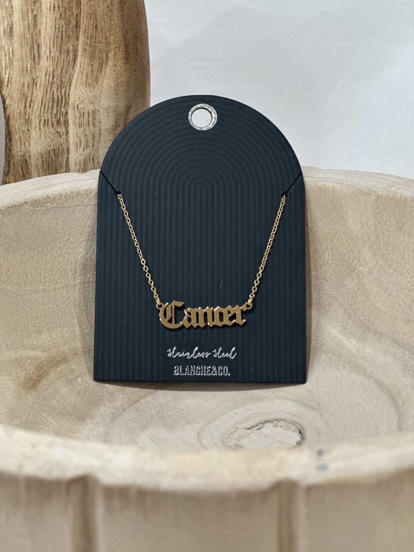 Stainless Steel Old English Cancer Pendant Necklace